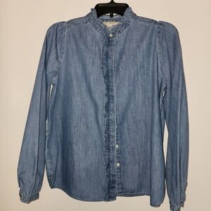 Loft Blue Denim Top Size S